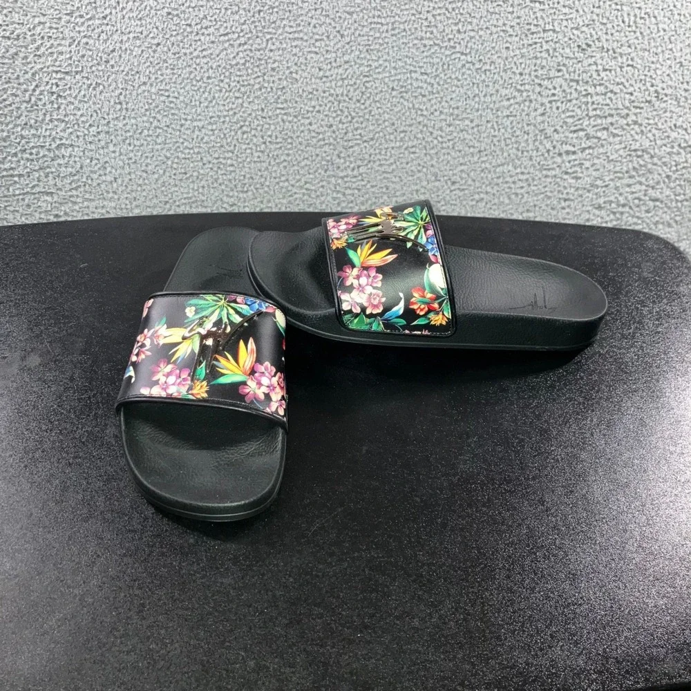 Giuseppe Zanotti Floral Print Slides Sandals Men 43 EU US 10 10.5 Black Designer